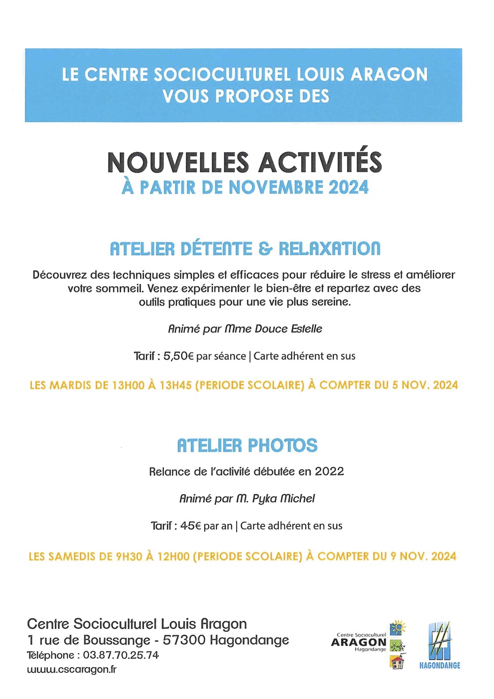 2024 11 nouvelles activites